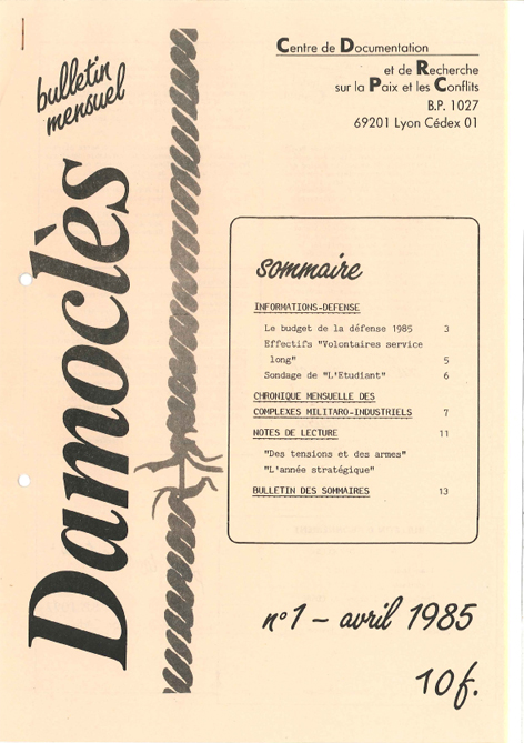 N° 1 • Le budget de la Défense 1985